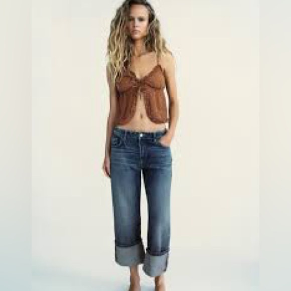 ZARA wide leg cuff jeans size 4 nwt - Picture 1 of 3